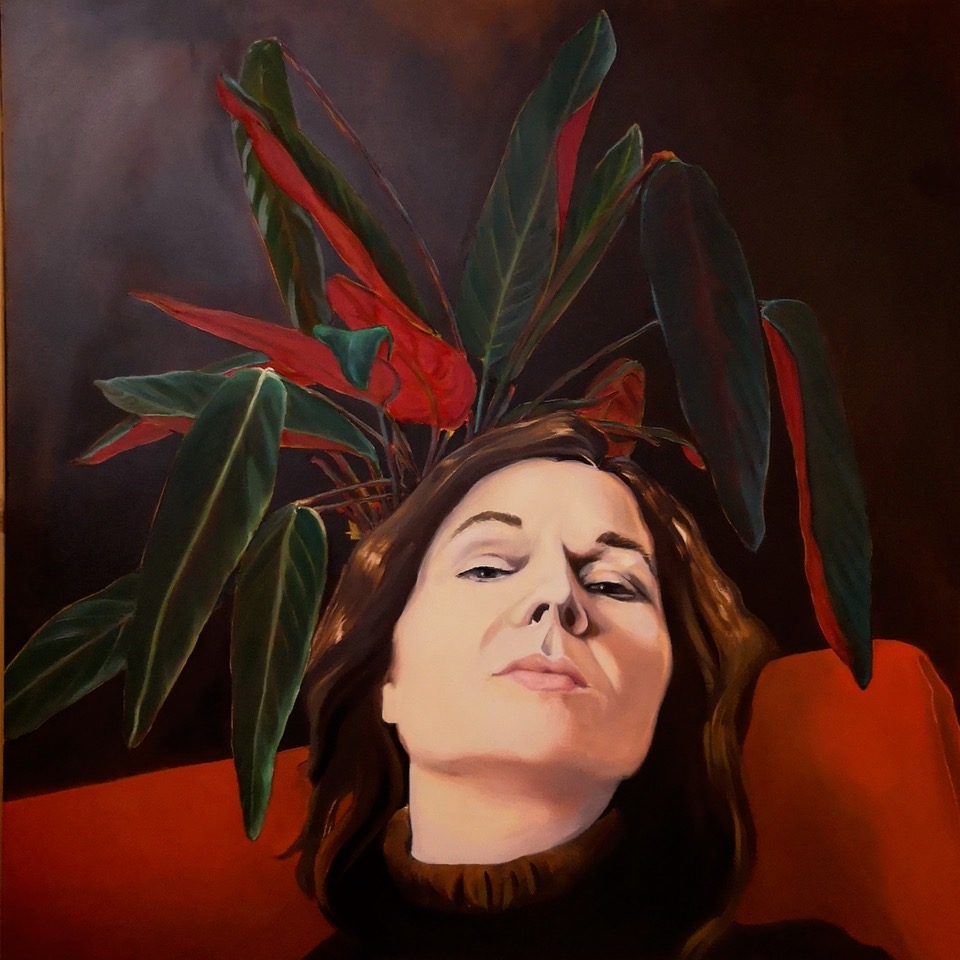 Susanne Huck, Frühes Selbst, 2026, Öl auf Leinen, 100 x 100 cm