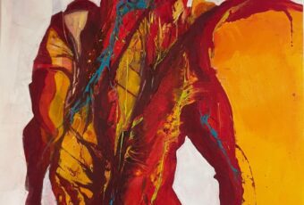 Barbara Moser, Body Language, 2025, Acryl auf Leinen,100 x 100 cm