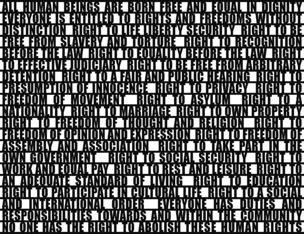 Melitta Moschik, HUMAN RIGHTS, 2026, Schriftbild, UV-Print auf Alu-Dibond, 92 x 120 cm, Foto: Melitta Moschik