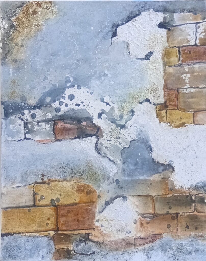 Elisabeth Schwandtner, Gute Zeiten vorbei, 2019, Mischtechnik auf Leinwand, 100 x 80 cm