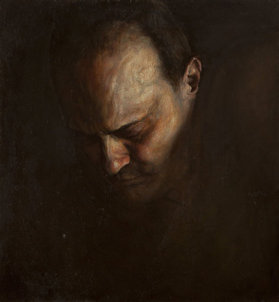 Roberto Fontana, Selbstportrait, 2014, Öl auf Holz, 34,5 x 31,5 cm, Foto: Impero