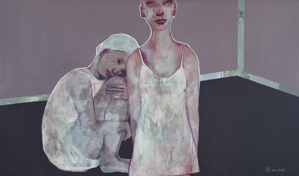 Brigitte Kranz, Ausgrenzung, 2026, Pigmentmischtechnik auf Leinen, 100 x 170 cm