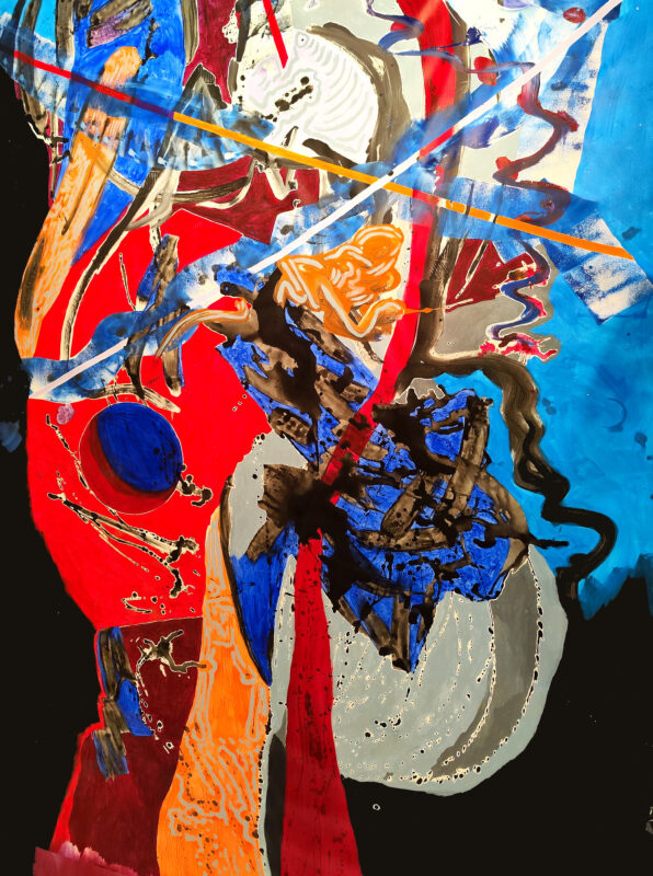 Larissa Tomassetti, GO being on Earth (aus der Serie: GrowingOut), 2026, Mischtechnik auf Leinwand, 320 x 210 cm