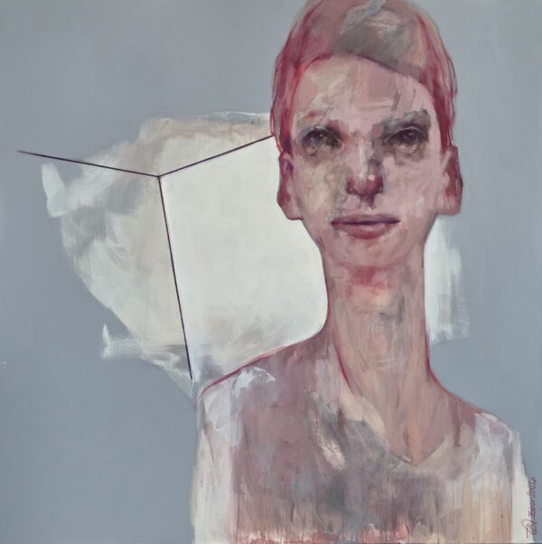 Brigitte Kranz, Gedankenraum, 2026, Pigmentmischtechnik auf Leinen, 100 x 100 cm