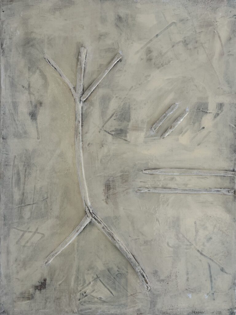 Margaretha M. Bauer, Resonanz des Gleichgewichts, 2026, Mischtechnik auf Papier, Acryl, Harze, 80 x 60 cm