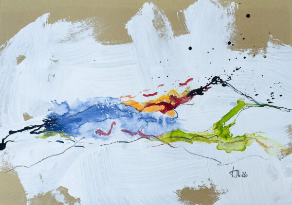 Stefan Jausz, Urlicht, 2026, Mischtechnik auf Papier, 30 x 42 cm, Foto: M & M Assam