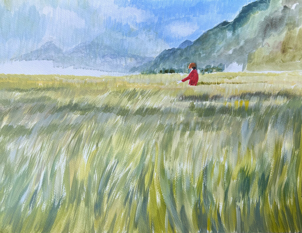Maria Luise Borstner, 2026, Acryl und Collage auf Papier, 30 x 42 cm, Foto: Luise Kloos