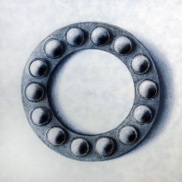 Richard Kaplenig, KL-05/25, 2025, Öl auf Papier auf Leinwand, 150 x 150 cm