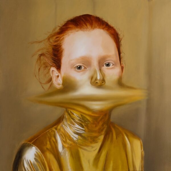 Thomas Riess, Vergolden (Schweigen und Gold), 2026, Öl auf Leinwand, 90 x 90 cm, © Thomas Riess / Bildrecht, Wien 2026